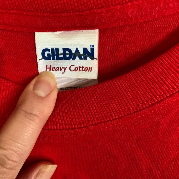 🍉Gildan Tee long sleeves red, cotton, “Chargers” crew neck, athletic, M, EUC - Picture 4 of 7